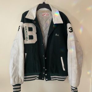 Leather varsity jacket